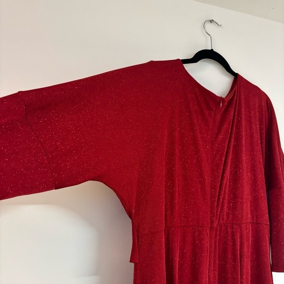 London Times Women's Plus Size 3/4 Sleeve Criss Cross Waist Dress, 14W - Picture 10 of 13